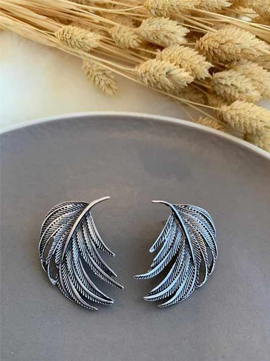 Antique Silver Feather Earrings