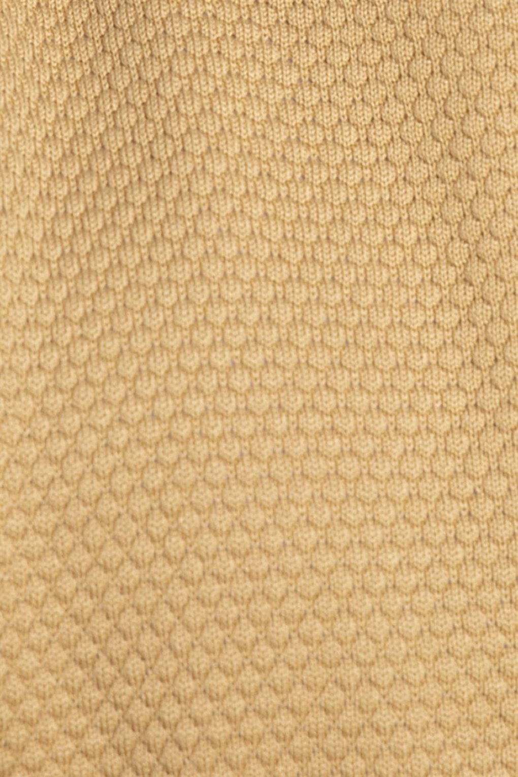 Slim Fit Narrow Cut Crew Neck Honeycomb Patterned Men's Yellow Sweater