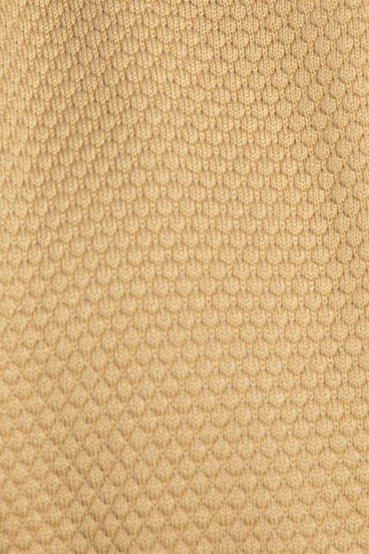 Slim Fit Narrow Cut Crew Neck Honeycomb Patterned Men's Yellow Sweater