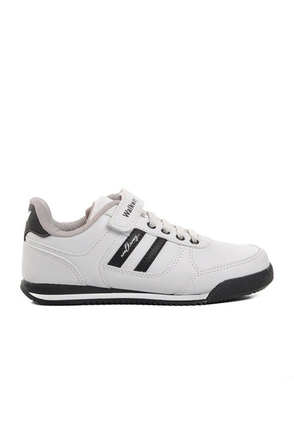 Effective PU-P White-Black Velcro Kids Sneaker