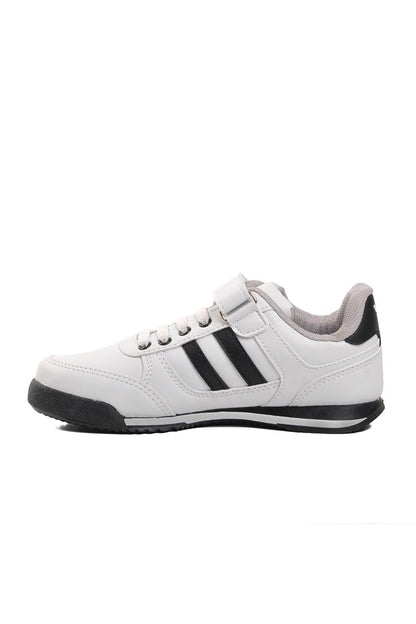 Effective PU-P White-Black Velcro Kids Sneaker