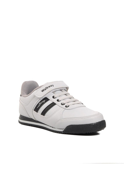 Effective PU-P White-Black Velcro Kids Sneaker