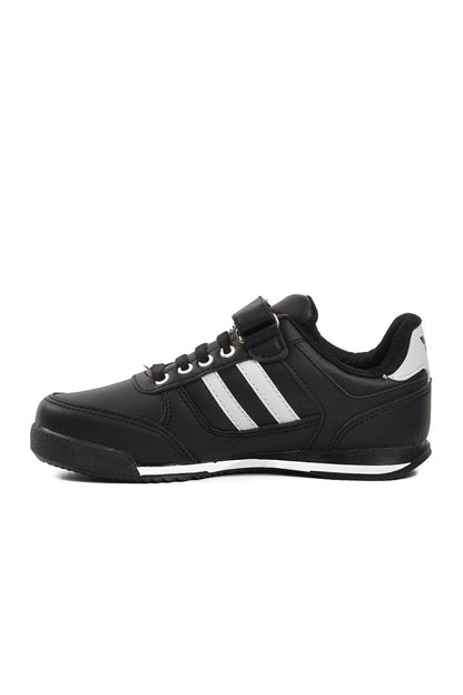 Effective PU-P Black-White Velcro Kids Sneaker