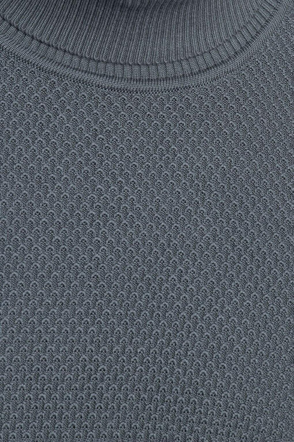 Slim Fit Narrow Cut Turtleneck Patterned Men's Anthracite Sweater