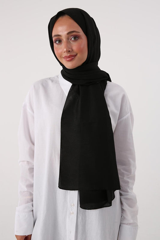 Black Stripe Detailed Cotton Shawl