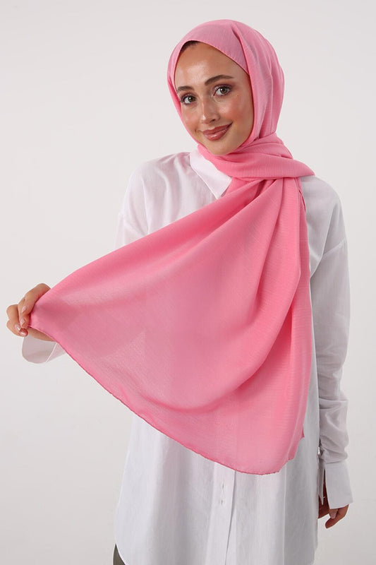 Pink Stripe Detailed Cotton Shawl