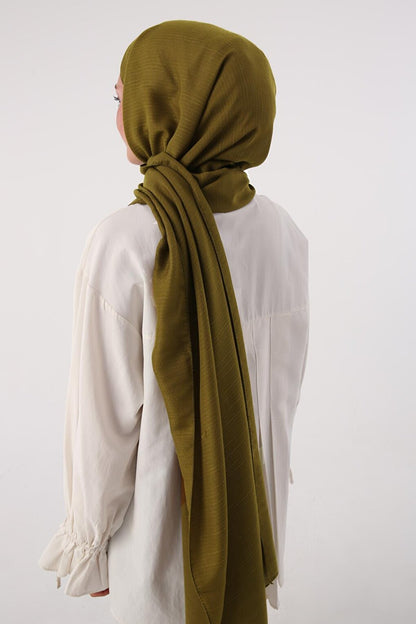 Oil Green Stripe Detailed Cotton Shawl