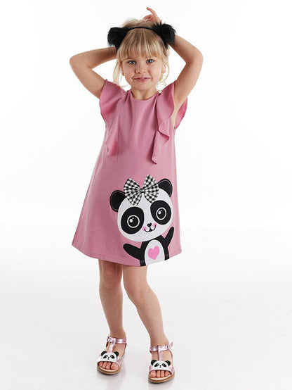 Panda Ruffle Detailed Girls Dress