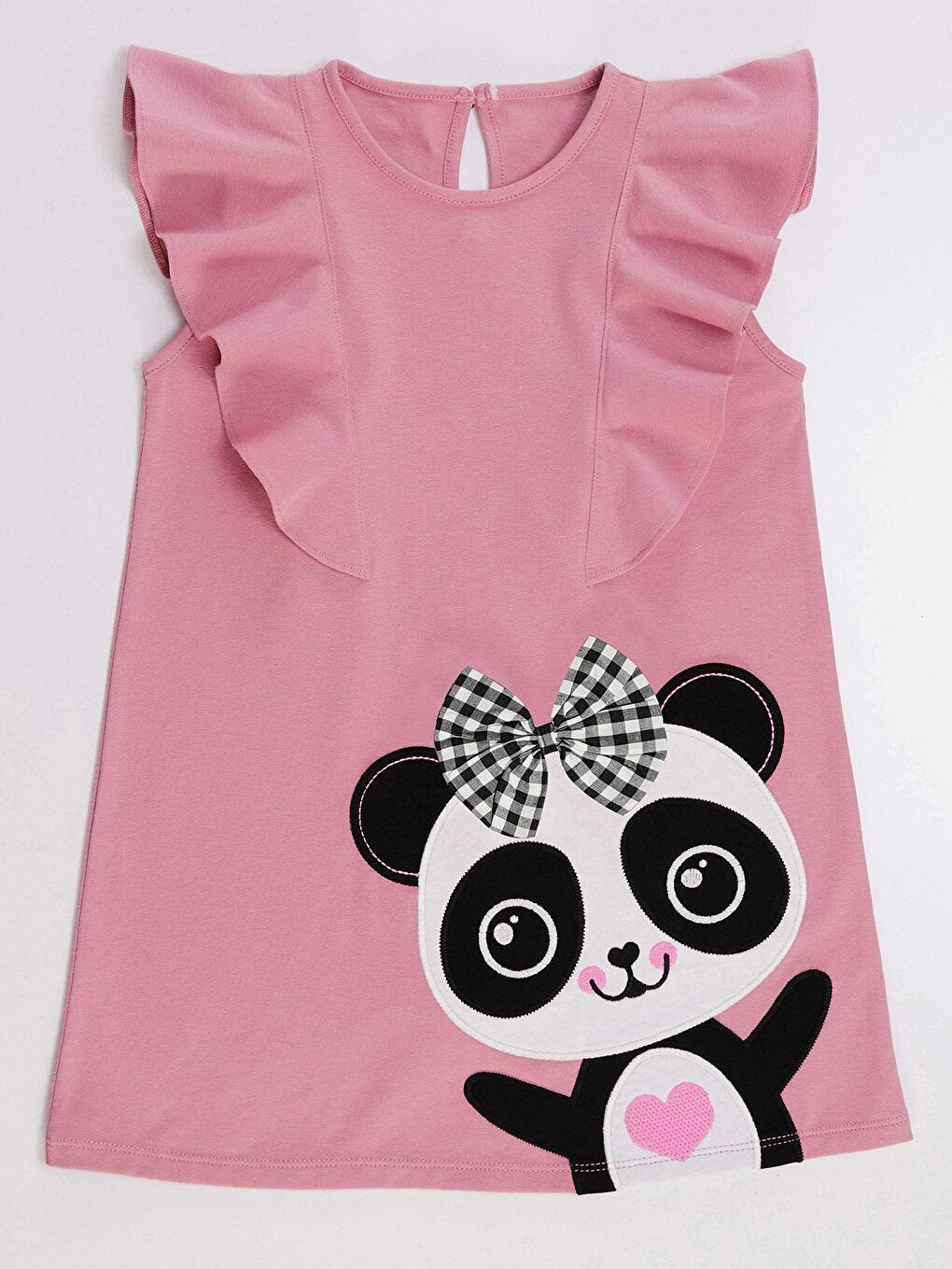 Panda Ruffle Detailed Girls Dress