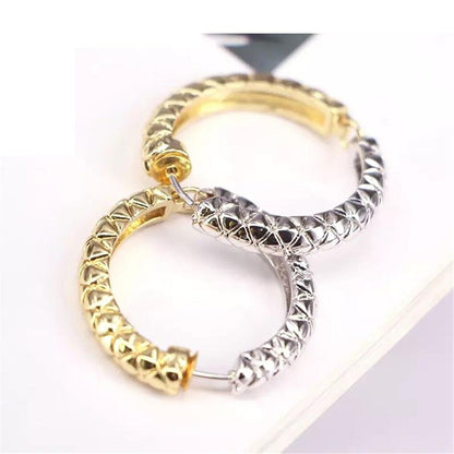 Gold and Silver Colored Textured Hoop Earrings