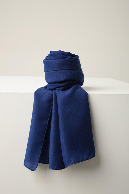 Indigo Stripe Detailed Cotton Shawl