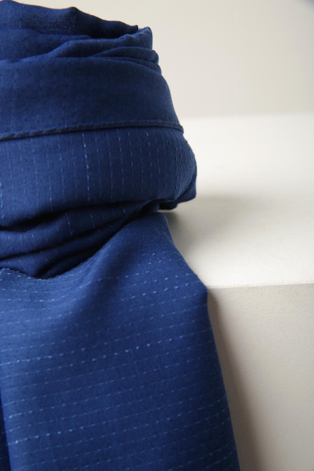 Indigo Stripe Detailed Cotton Shawl