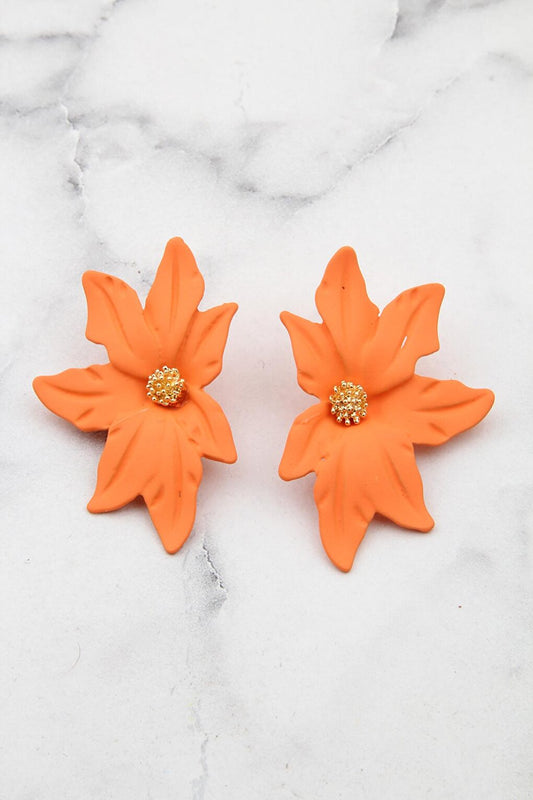 Orange Half Flower Earrings