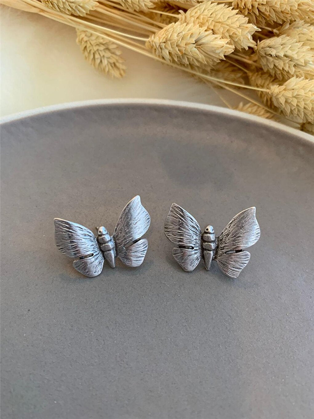 Antique Silver Butterfly Earring