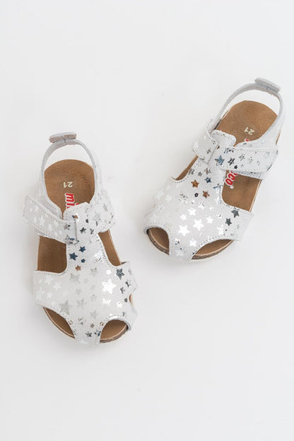 Unisex Children's Starry Silver Leather healthy Supported Children's Sandals