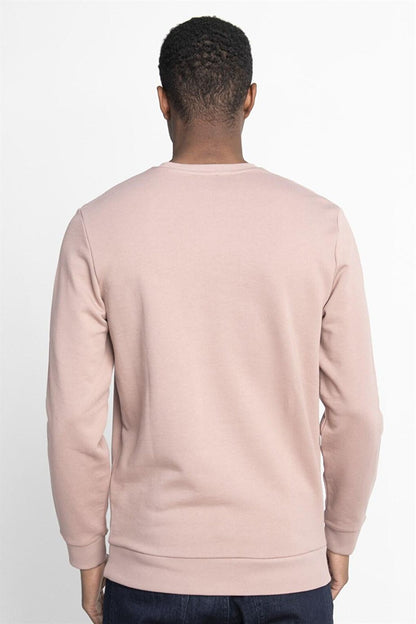 Cotton Crew Neck Basic Unisex Pink Sweatshirt