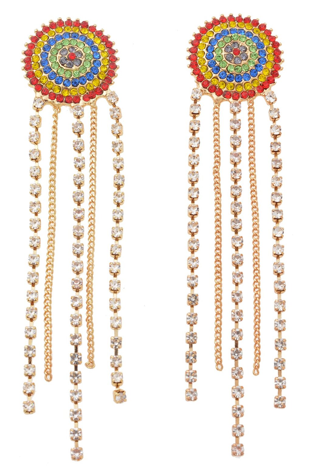 Colorful Pearl and Crystal Fringe Earrings