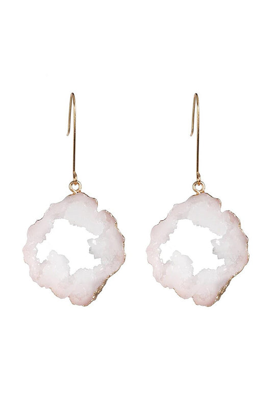 White Natural Stone Look Big Earrings