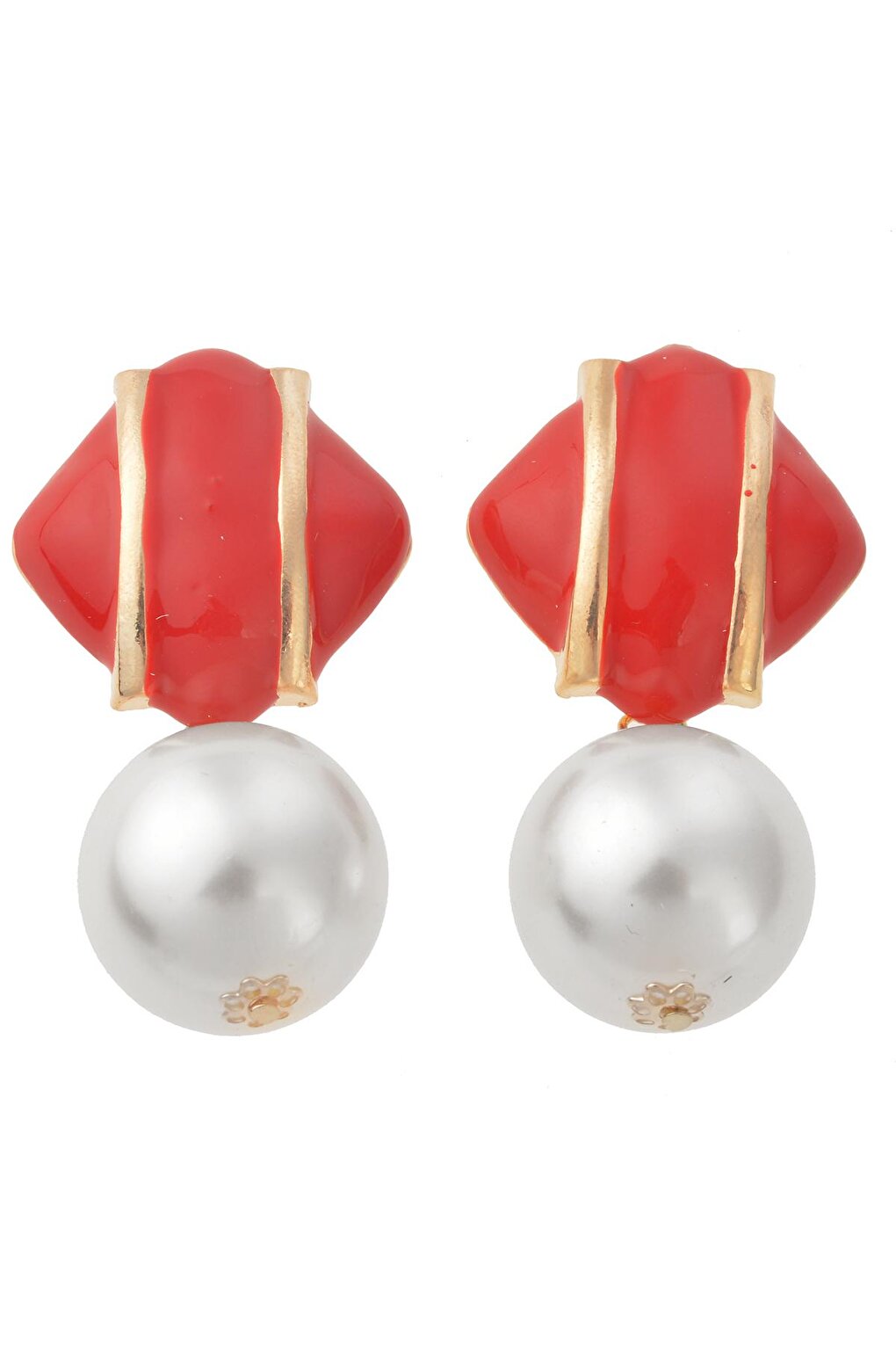 Vintage Red Earrings with Pearls