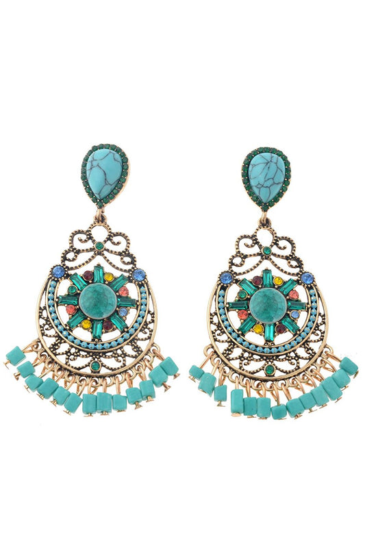 Turquoise Stone Ethnic Earrings