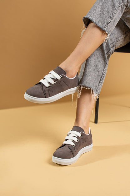 Comfortable Sole Thick Lace-up Women's Sneaker A320-20GreySuede