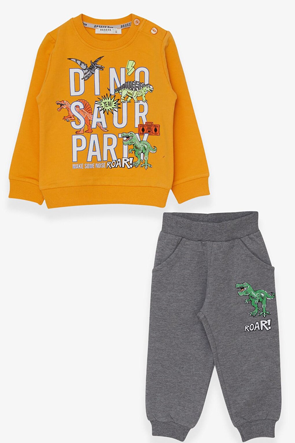 Baby Boy Tracksuit Set Dinosaur Printed Yellow (Age 1-2)