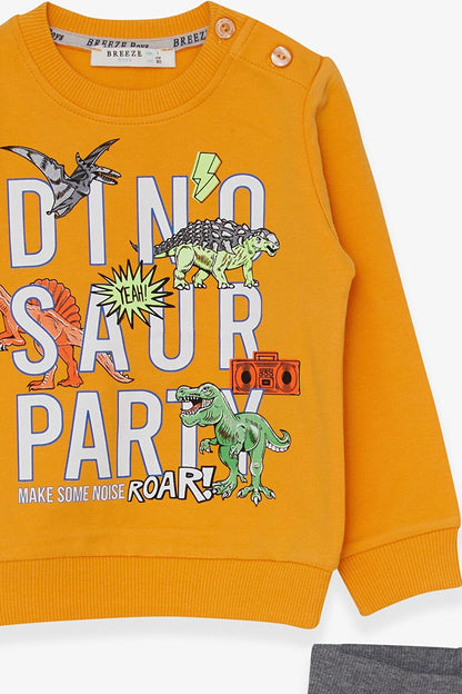 Baby Boy Tracksuit Set Dinosaur Printed Yellow (Age 1-2)