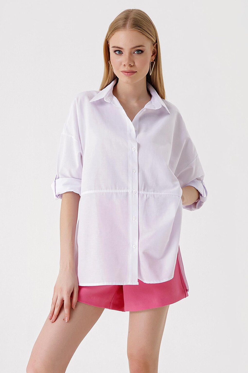 3975 Slit Poplin Shirt - White