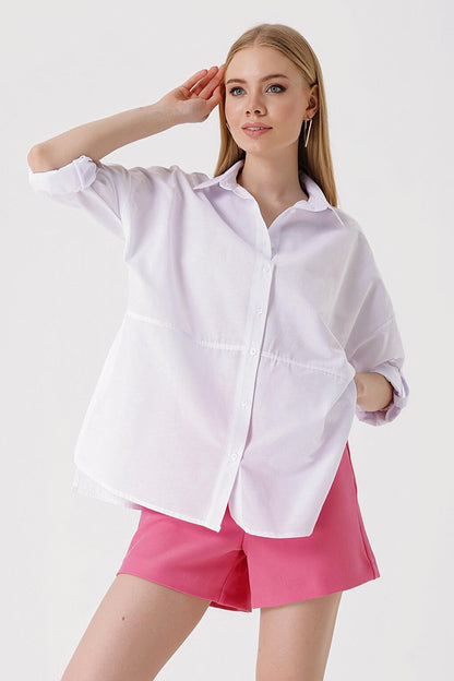 3975 Slit Poplin Shirt - White