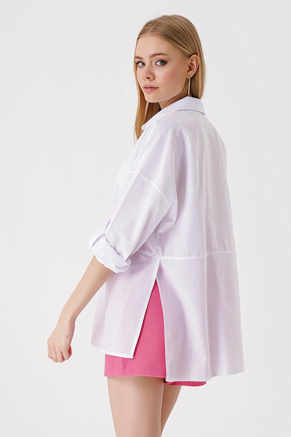 3975 Slit Poplin Shirt - White