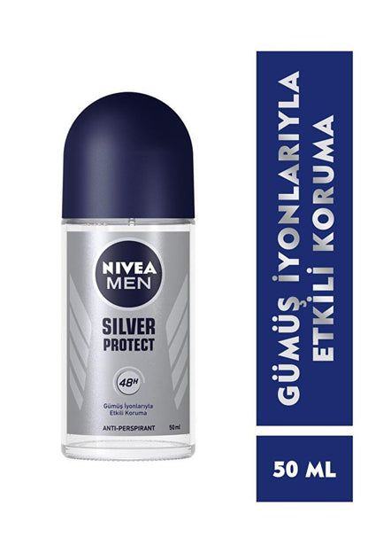 Men's Roll-On Deodorant Silver Protect 50 ml x2 Pieces, 48 Hours Protection with Silver Ions