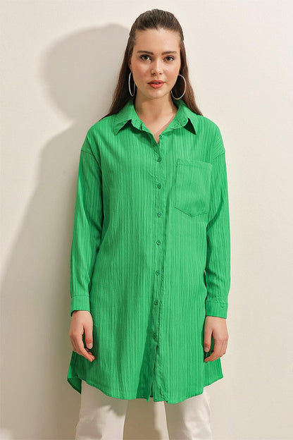 5884 Woven Long Shirt - Green