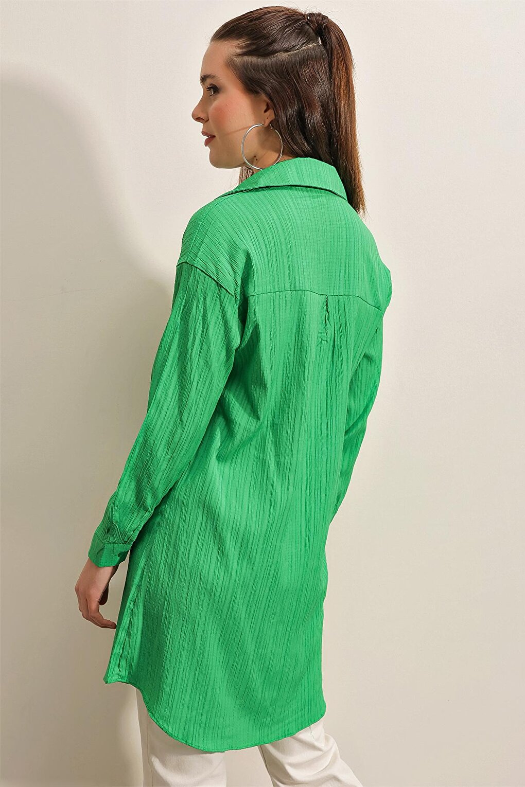 5884 Woven Long Shirt - Green