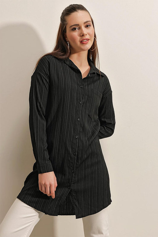 5884 Woven Long Shirt - Black