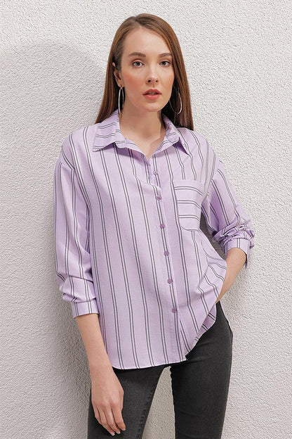 20143 Oversize Shirt with Pockets - Lilac