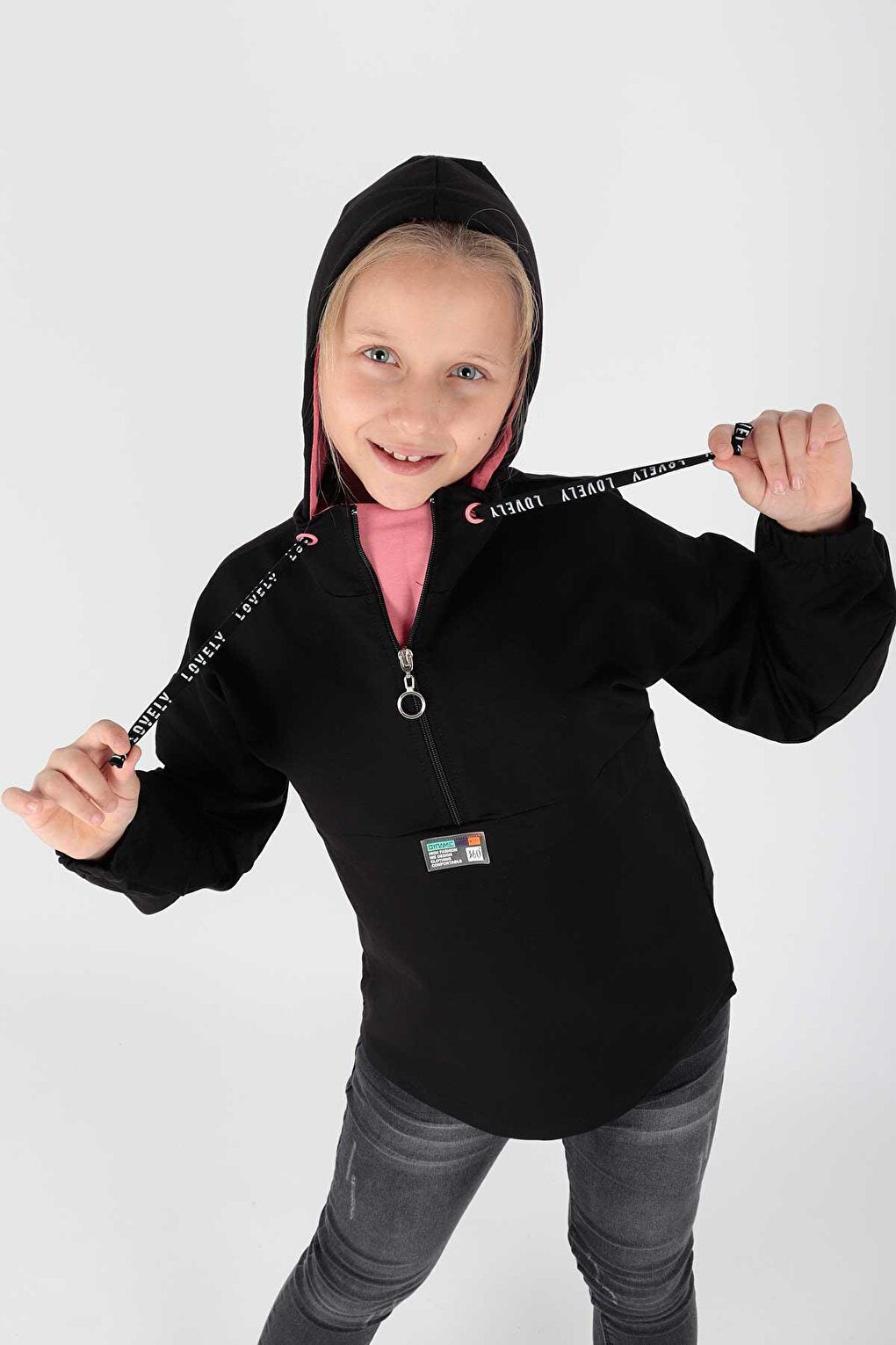 Kids Girls Hooded Sweat Long Sleeve Zipper Hoodie Cotton