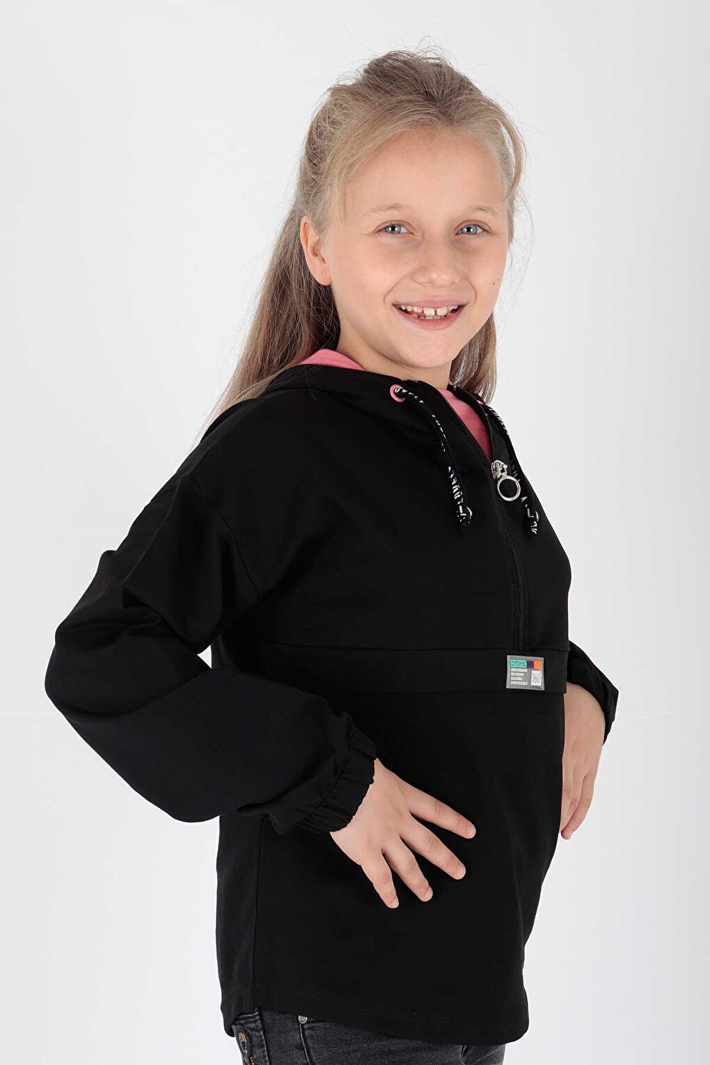 Kids Girls Hooded Sweat Long Sleeve Zipper Hoodie Cotton