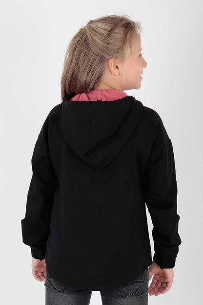 Kids Girls Hooded Sweat Long Sleeve Zipper Hoodie Cotton