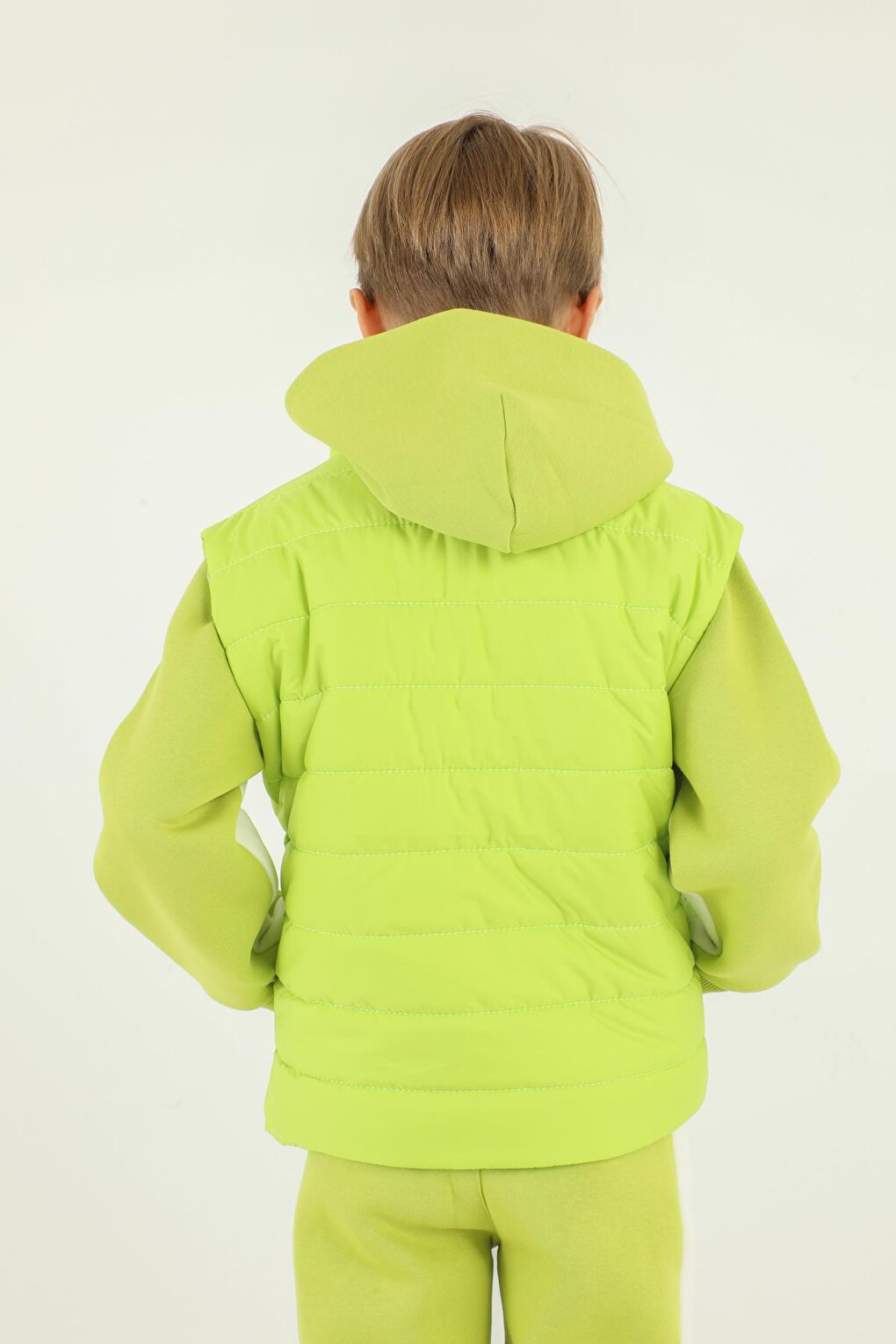 High Collar Button Detailed Double Pocket Boy Puffer Vest