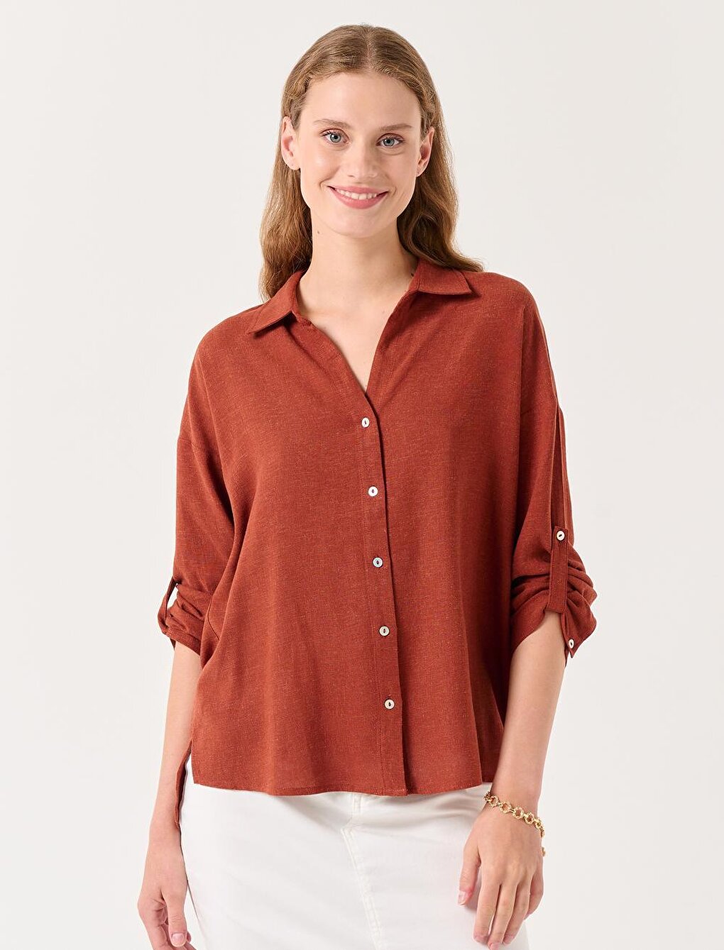 Cinnamon Long Sleeve Casual Linen Shirt