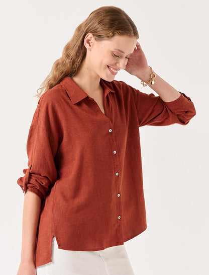 Cinnamon Long Sleeve Casual Linen Shirt