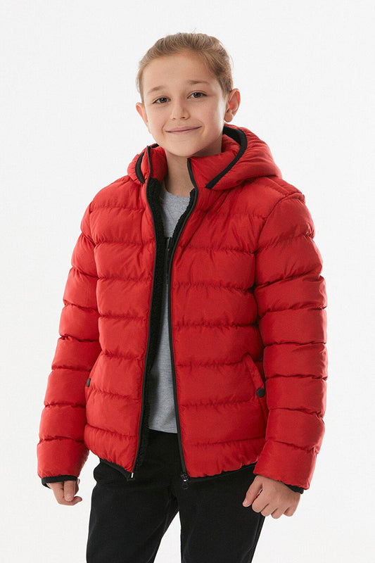 Unisex Children's Puffer Coat with Hooded Zipper