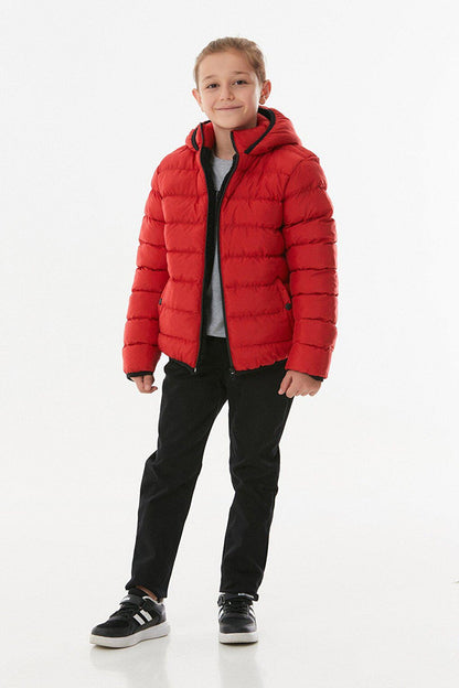 Unisex Children's Puffer Coat with Hooded Zipper