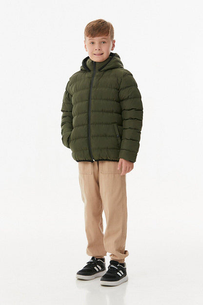 Unisex Children's Puffer Coat with Hooded Zipper