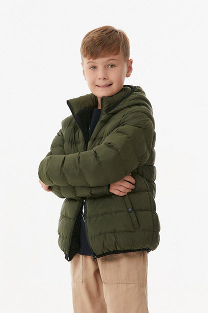 Unisex Children's Puffer Coat with Hooded Zipper