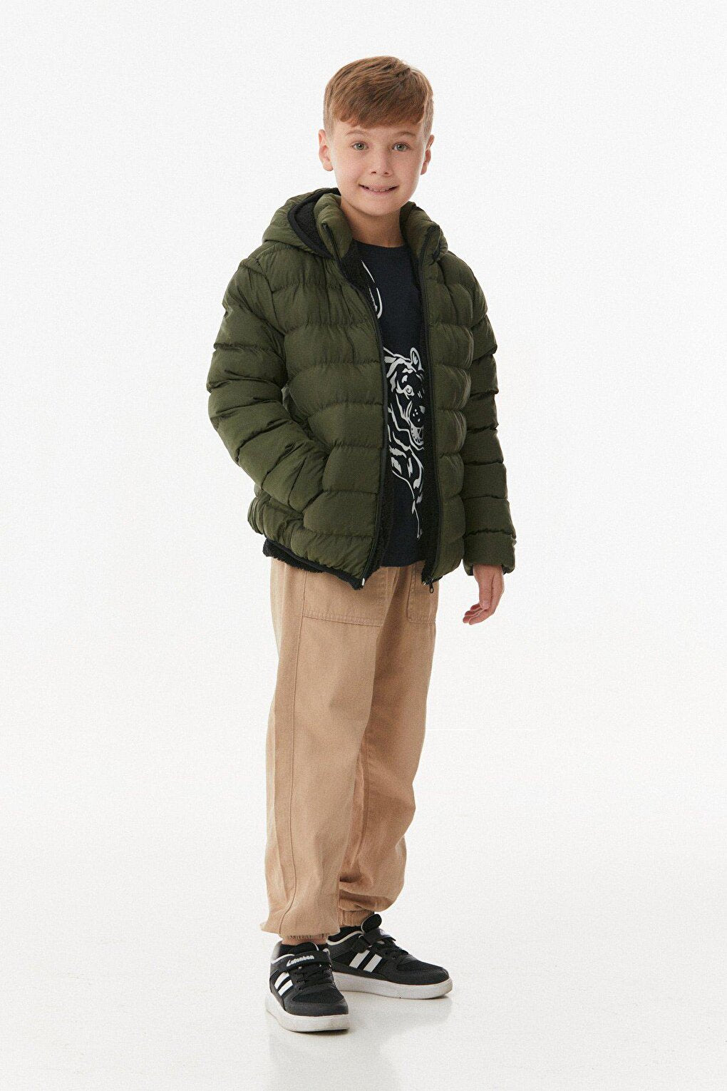 Unisex Children's Puffer Coat with Hooded Zipper