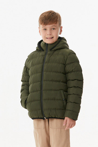 Unisex Children's Puffer Coat with Hooded Zipper