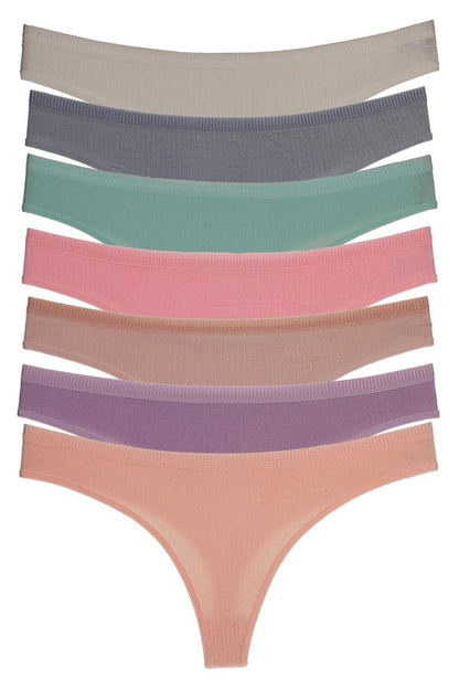 Women's Panties Thong Lycra Ribbed Camisole 7 Pack