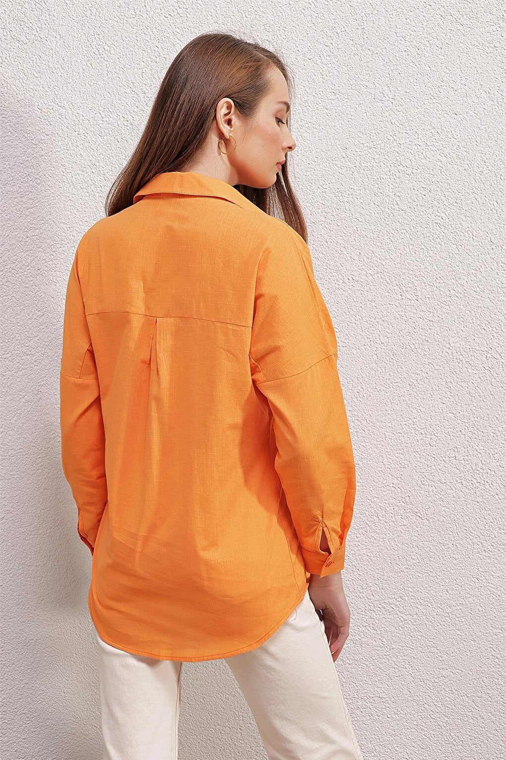 20153 Single Pocket Oversize Shirt - Orange