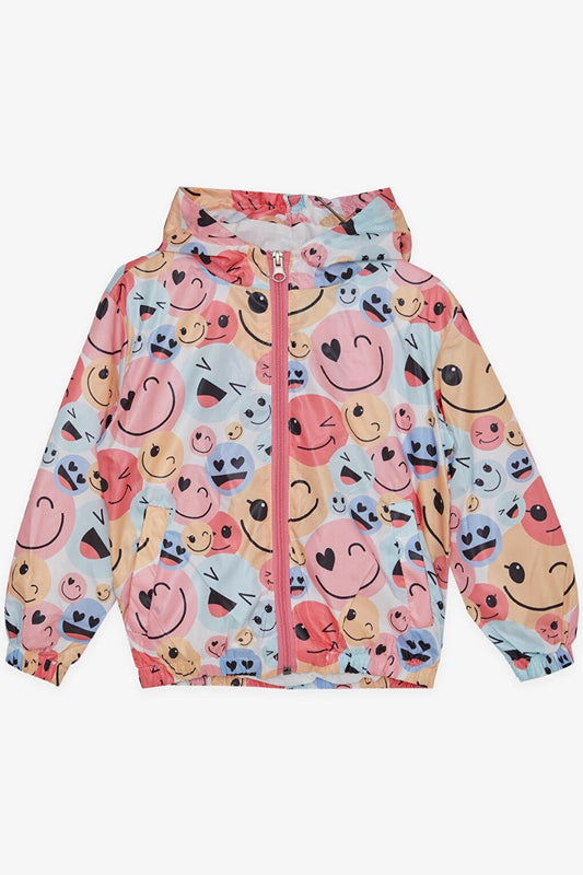 Girl's Raincoat Happy Emojis Patterned Mixed Color (1-6 Years)